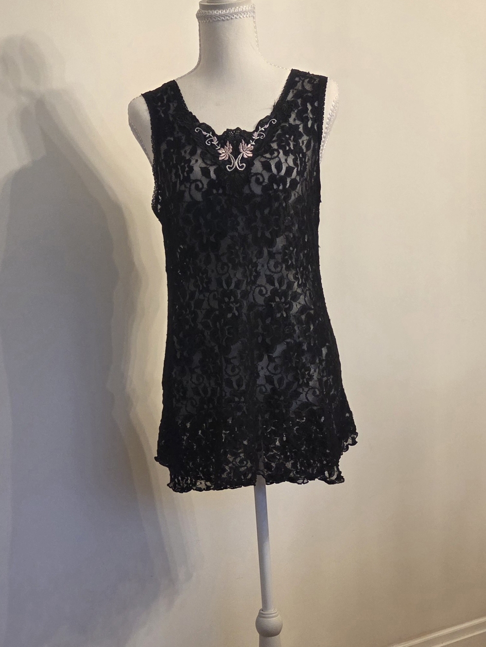 Black Lace V-Neck Slip Chemise